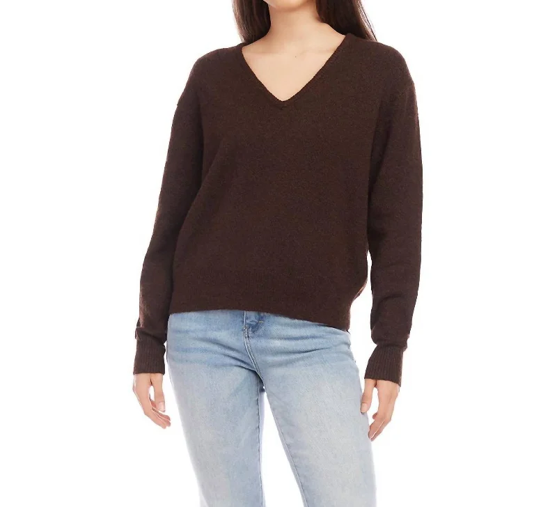 V-Neck Sweater In Espresso