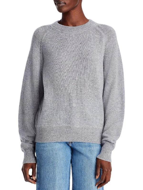 Womens Crewneck Ribbed Trim Pullover Sweater