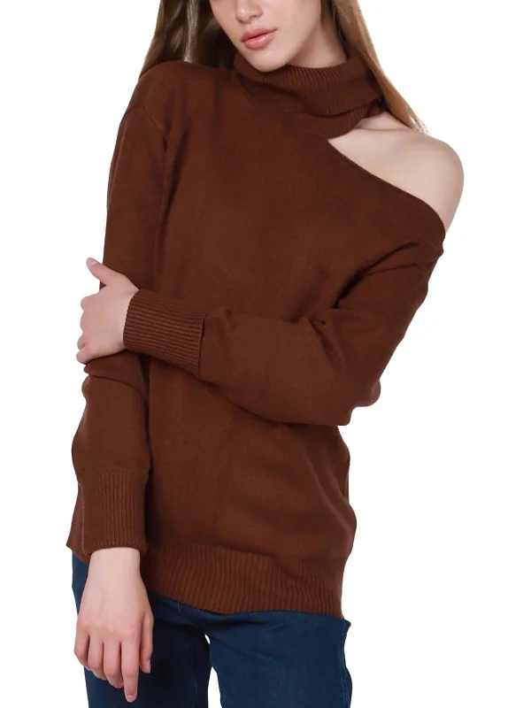 Womens Cut-Out Warm Turtleneck Sweater