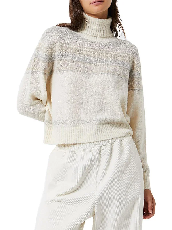 Womens Fair Isle Knit Turtleneck Sweater