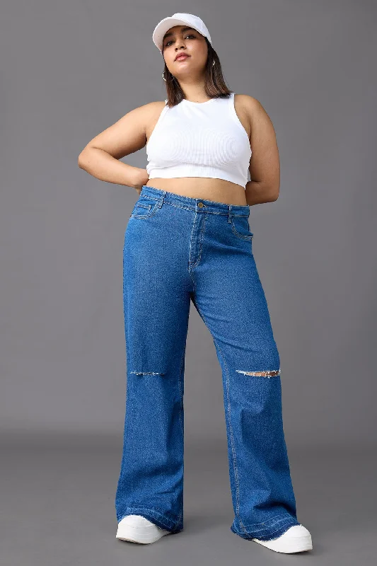 Classic Throwback Distressed Bootcut Curve Jeans