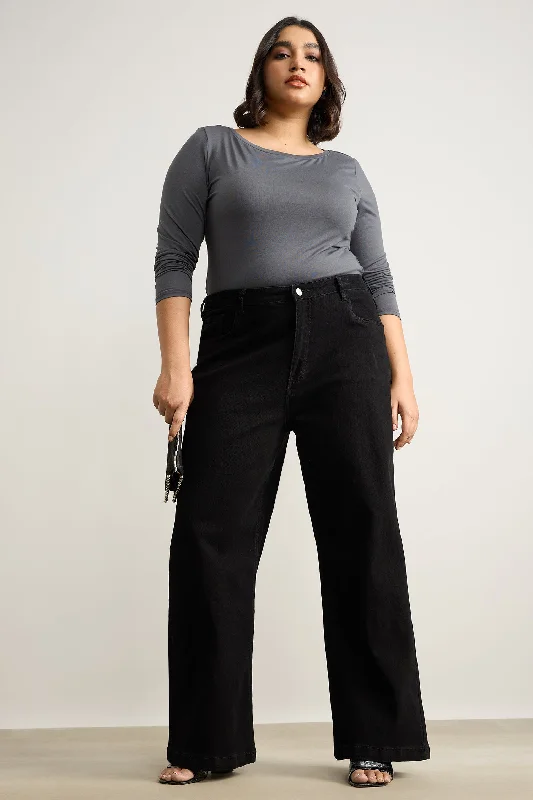 Coal Black Wide Leg Jeans