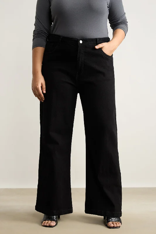 Coal Black Wide Leg Jeans