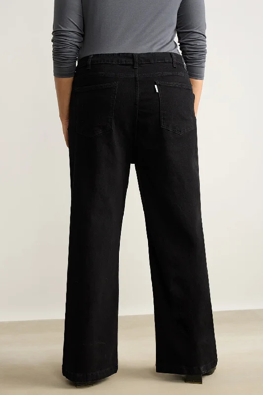 Coal Black Wide Leg Jeans