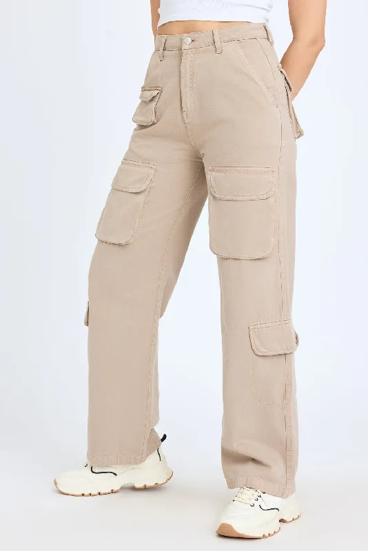 Coral Brown Utility Cargo Jeans