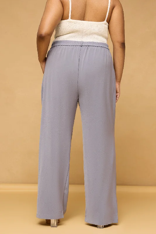 Curve Charcoal Grey Pleated Korean Pants