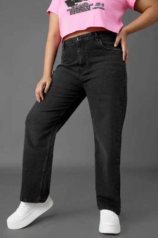 Curve Charcoal Straight Jeans