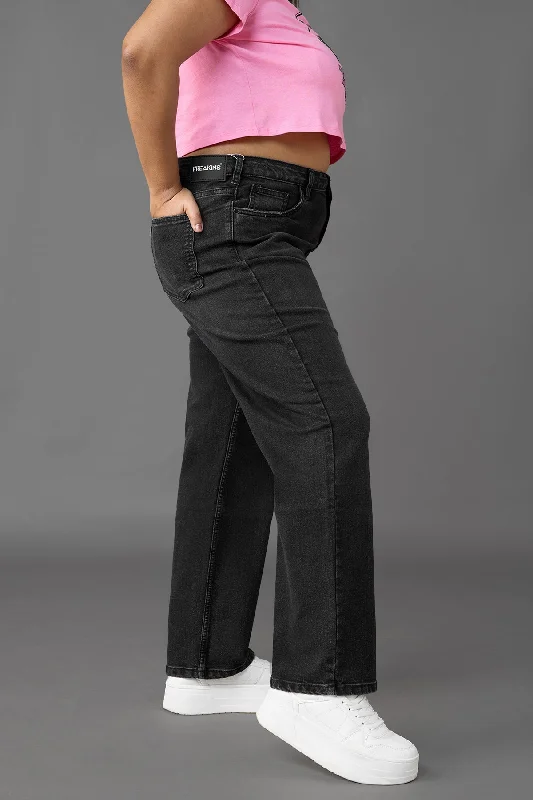 Curve Charcoal Straight Jeans