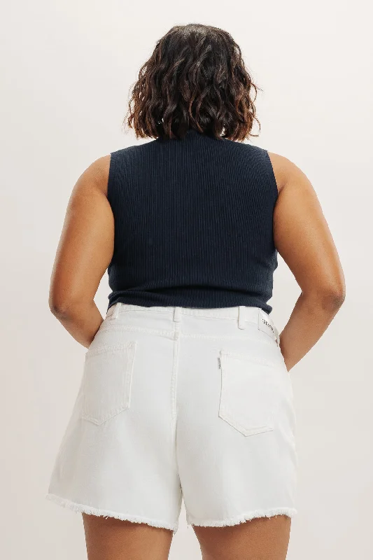 Curve Frayed Hem White Denim Shorts