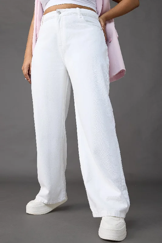 Santorini Chic White Wide Leg Jeans