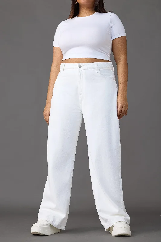 Santorini Chic White Wide Leg Jeans