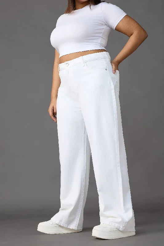 Santorini Chic White Wide Leg Jeans