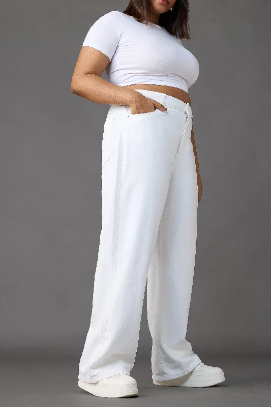 Santorini Chic White Wide Leg Jeans