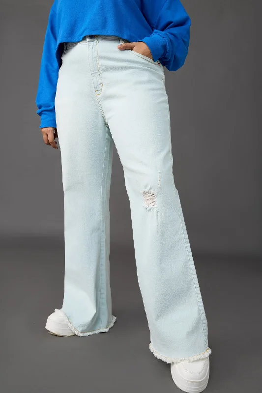 Curve Light Blue Wash Bell Bottom Jeans