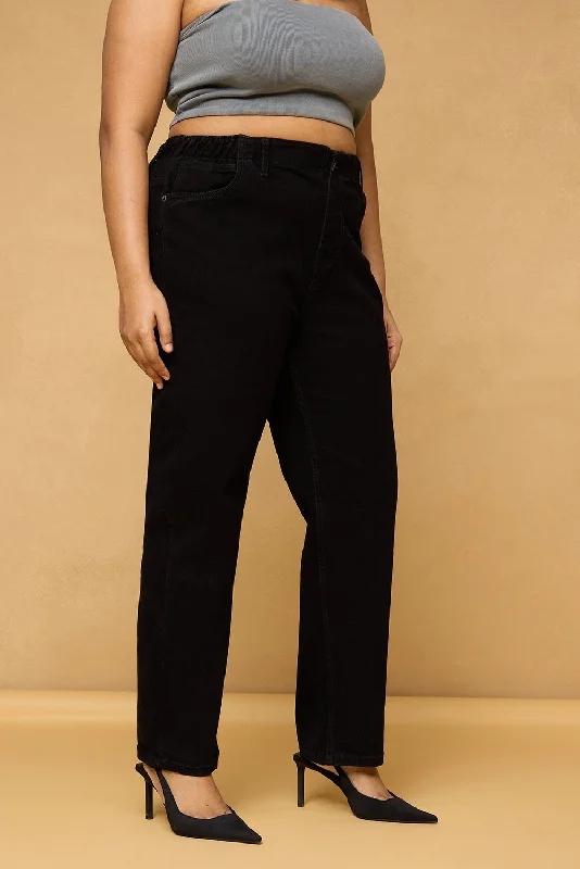 Curve Sleek Black Mom Fit Denim Jeans