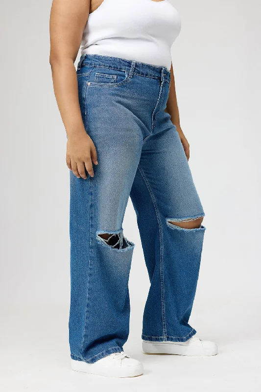 Curve Urban Ripped Straight Jeans