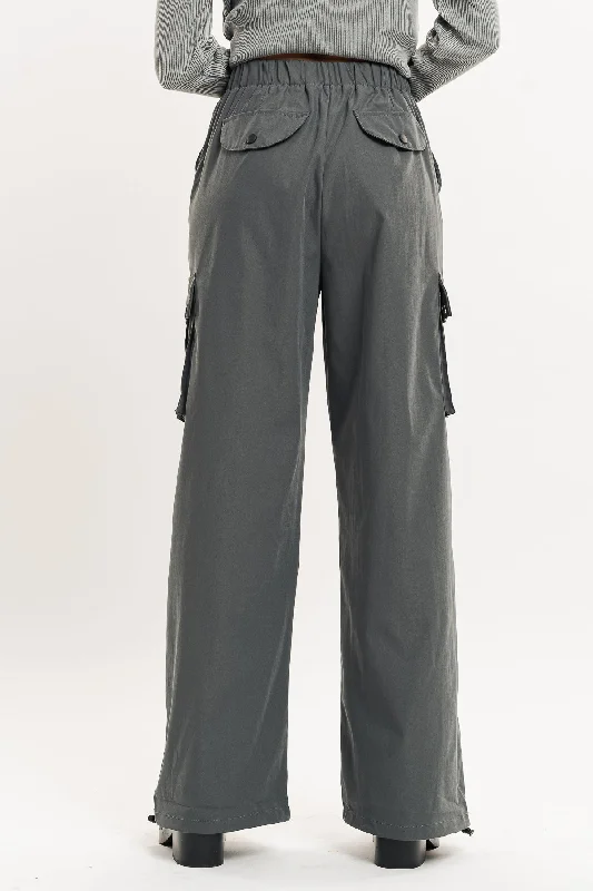 Dark Grey Wide Leg Cargo Trouser