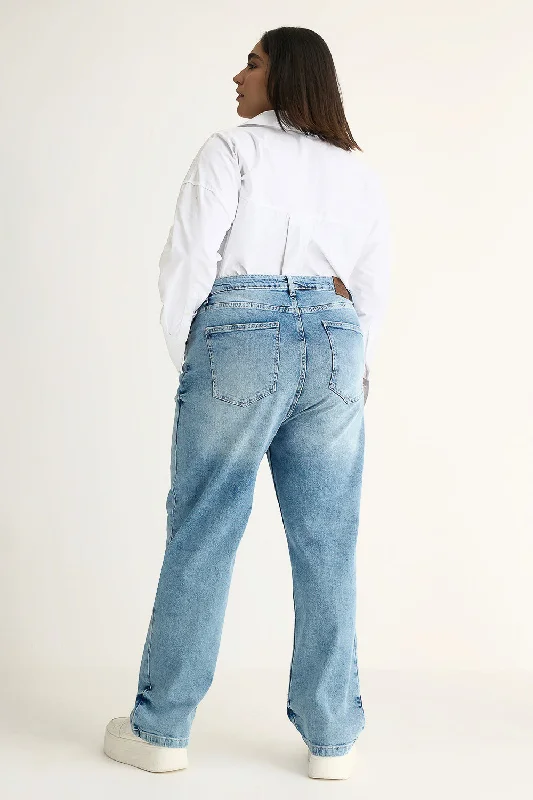 Delicate Dusk Distressed Curve Straight Jeans