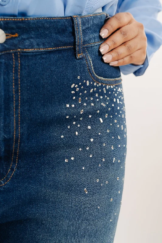 Embellished Indigo Bootcut Jeans