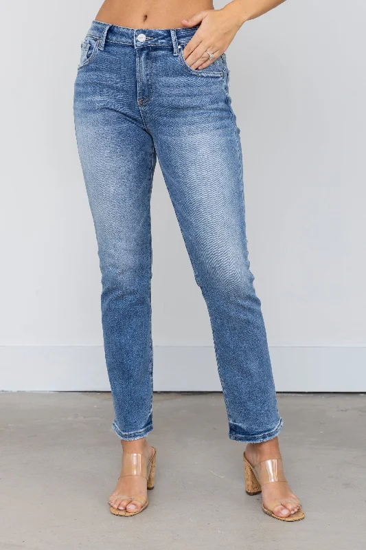 SALE - Everly Risen Mid Rise Straight Leg Jeans