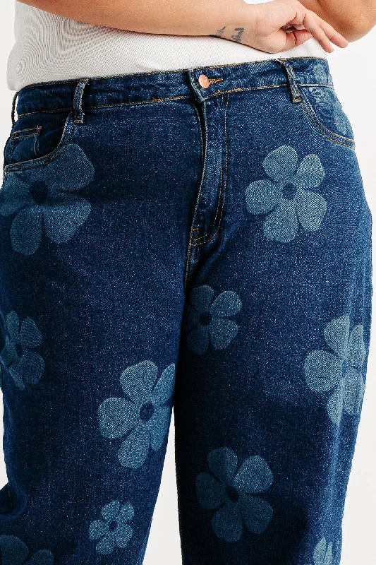 Floral Stretch Straight Jeans