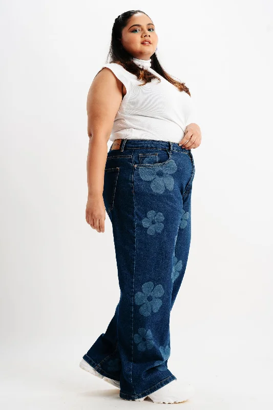 Floral Stretch Straight Jeans