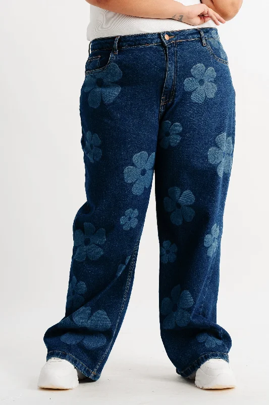 Floral Stretch Straight Jeans