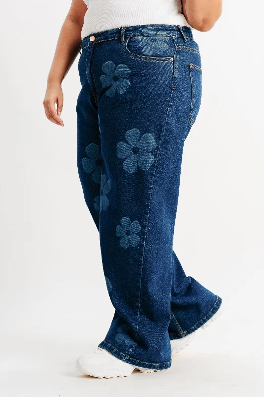 Floral Stretch Straight Jeans