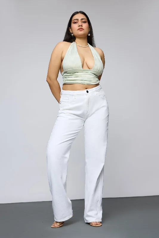 Icy Allure White Curve Tapered Jeans