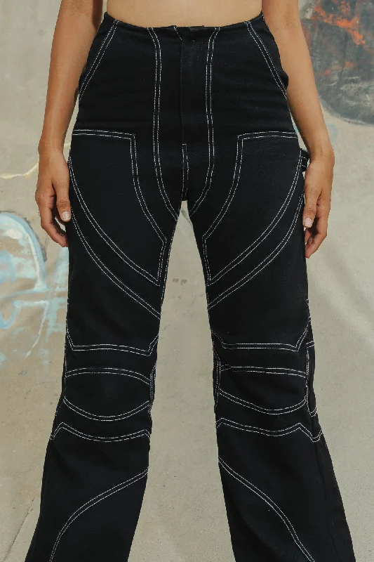 Denim Illusion Black Wide Pants