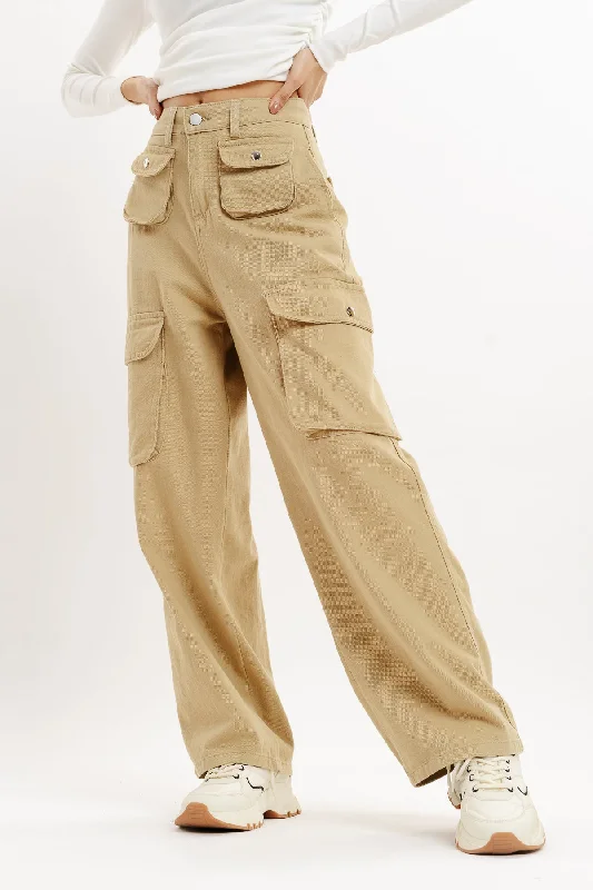 Khaki Straight Fit Cargo Pant