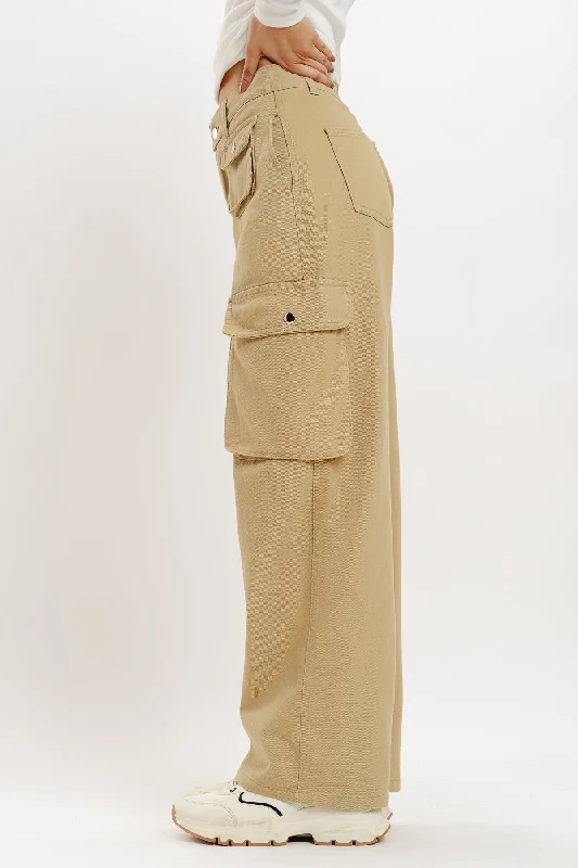 Khaki Straight Fit Cargo Pant