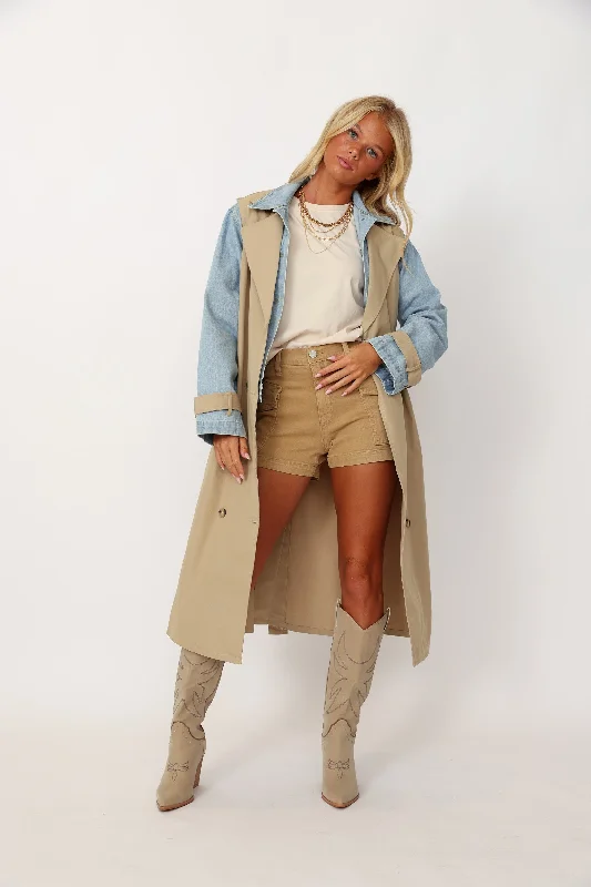 Leslie Layered Trench Coat with Denim Jacket