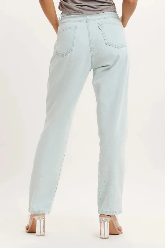 Light Blue High Waist Mom Fit Jeans