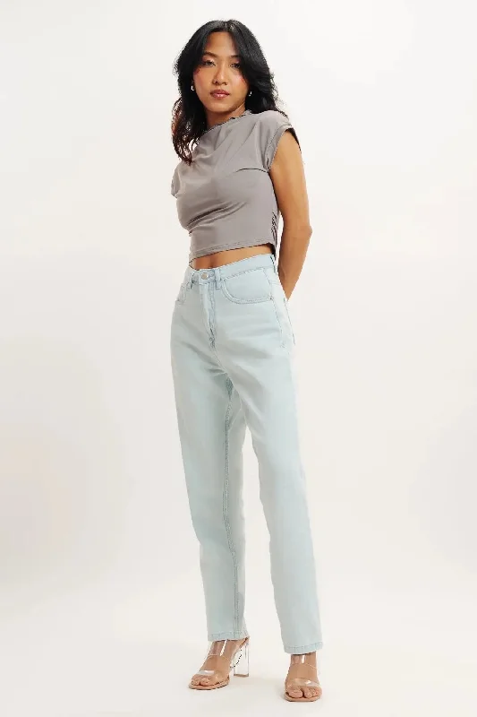 Light Blue High Waist Mom Fit Jeans