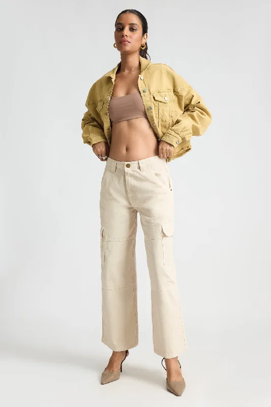 Denim Light Tan Cargo Pants