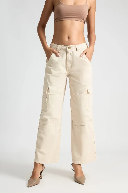 Denim Light Tan Cargo Pants