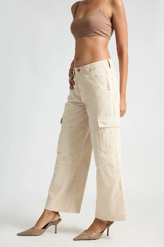 Denim Light Tan Cargo Pants