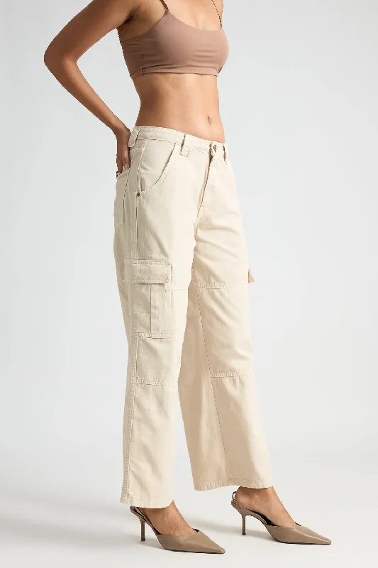 Denim Light Tan Cargo Pants