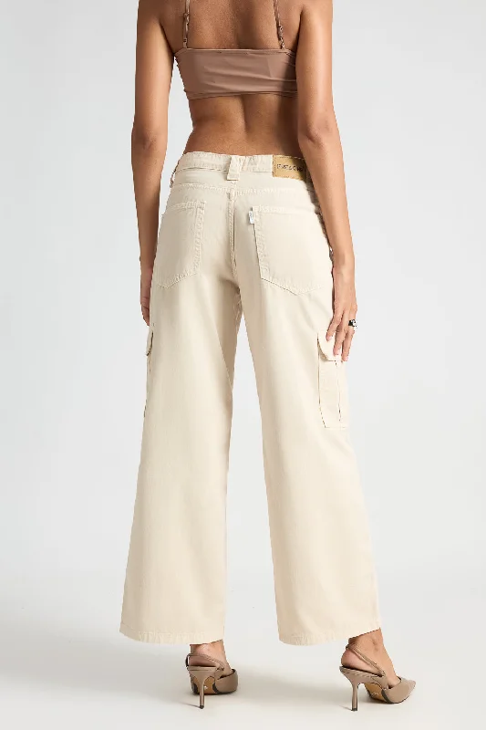 Denim Light Tan Cargo Pants