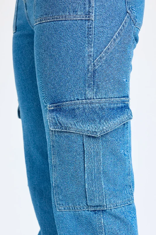 Mid Blue Carpenter Cargo Jeans