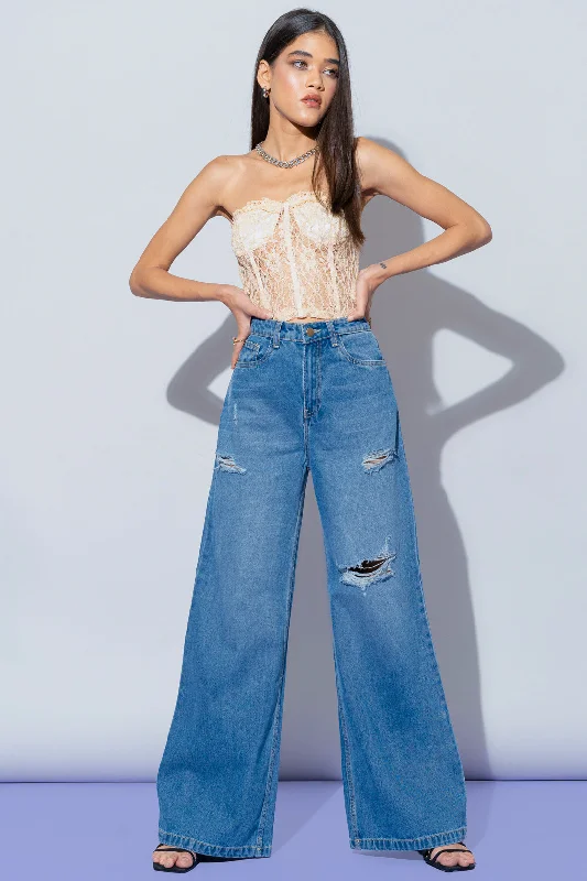 Mid Blue Super Wide Jeans