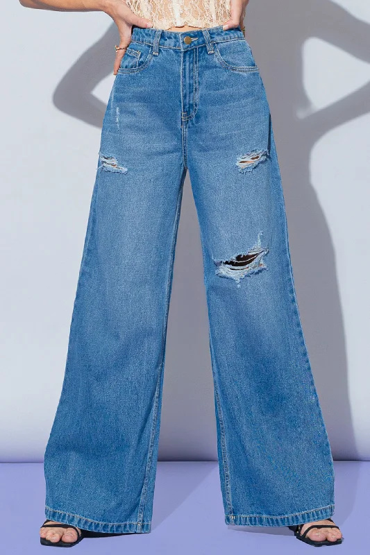 Mid Blue Super Wide Jeans