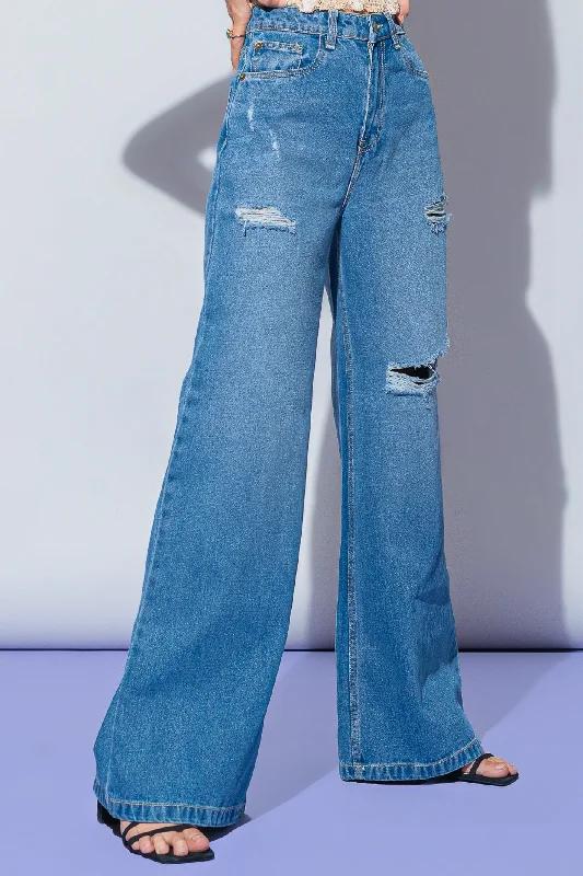 Mid Blue Super Wide Jeans