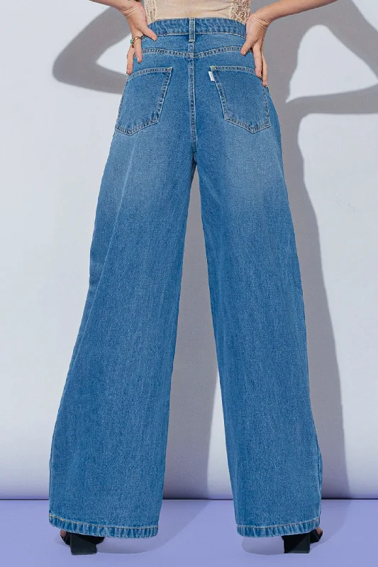 Mid Blue Super Wide Jeans