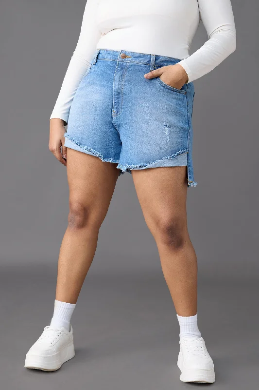 Midday Sky Curve Denim Shorts