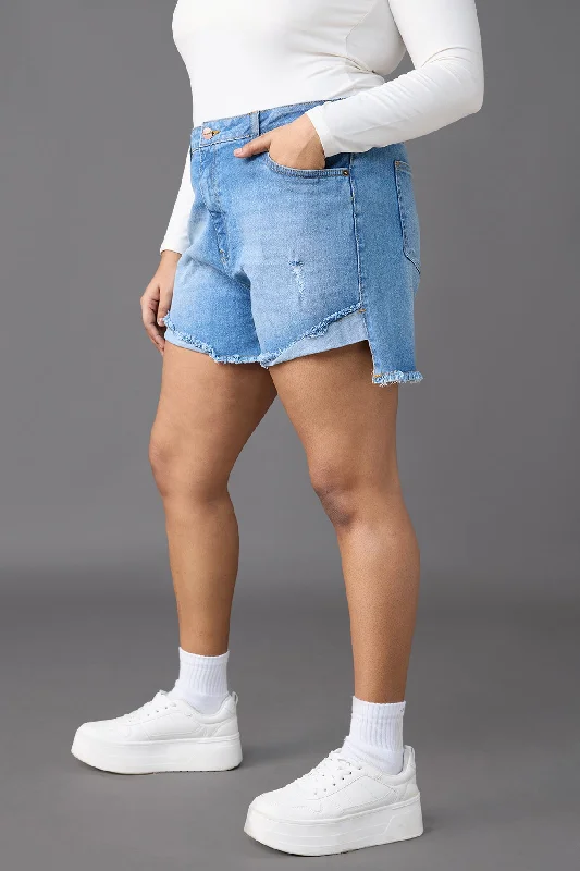 Midday Sky Curve Denim Shorts