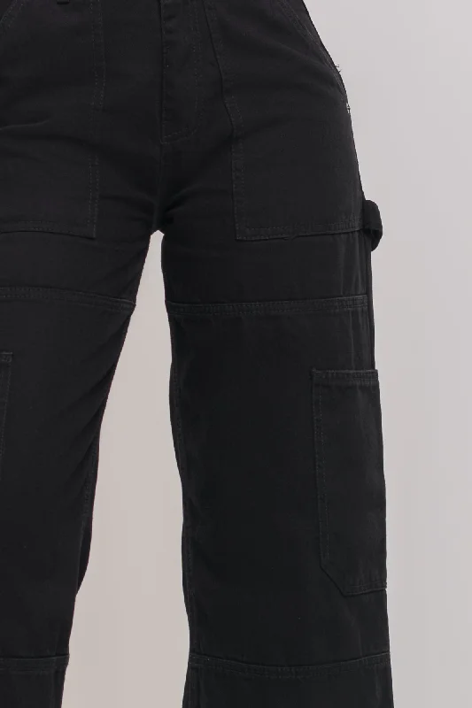 Black Patch & Pocket Cargo Jeans