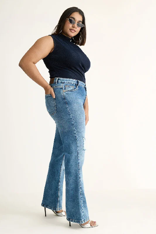 Radiant Curve Distressed Bootcut Jeans