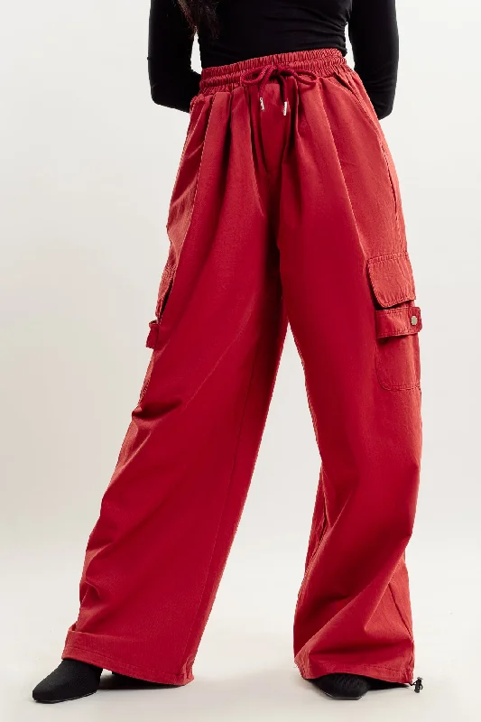 Red Drawstring Cargo Pant